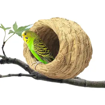 Bird ' s Nest Ръчно изработени, сплетенное От Слама, Естествено Гнездовое Гнездо За Разплод, Къщичка За Папагал, Попугайчика, се пазят неразделка Изображение 3